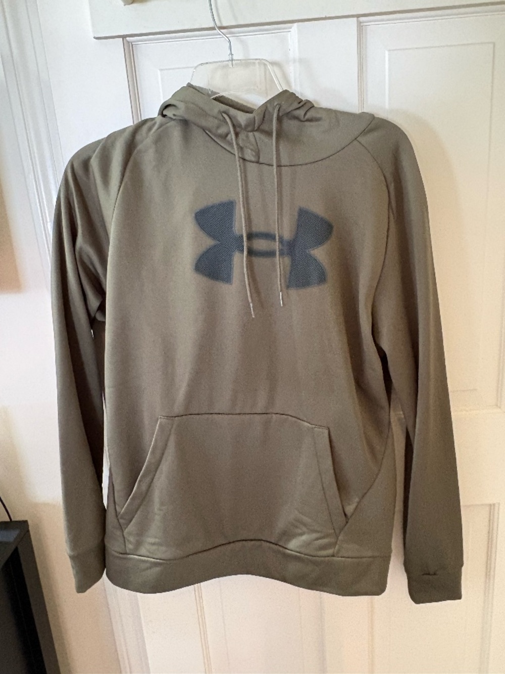 NWT- Men's Under Armor Fleece Big Logo Hoodie Olive Green with Black Logo, Large
